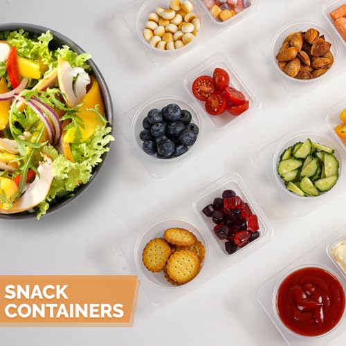 Reusable Snack Containers with Lids - 20Pcs Dual Compartment