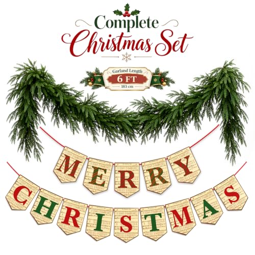 Artificial Norfolk Pine Garland for Christmas Holiday Decor - 6ft with 60 Tips