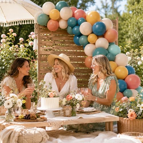 60PCS Retro Multicolor Balloons Set for Birthday & Baby Showers