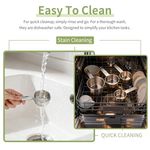 Stainless Steel Measuring Cups Set - 4 Sizes, Stackable Kitchen Tools