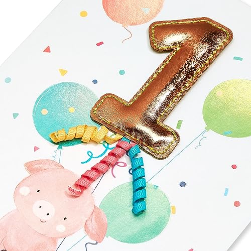 Papyrus 1st Birthday Card - Lots Of Fun with Piggy Design