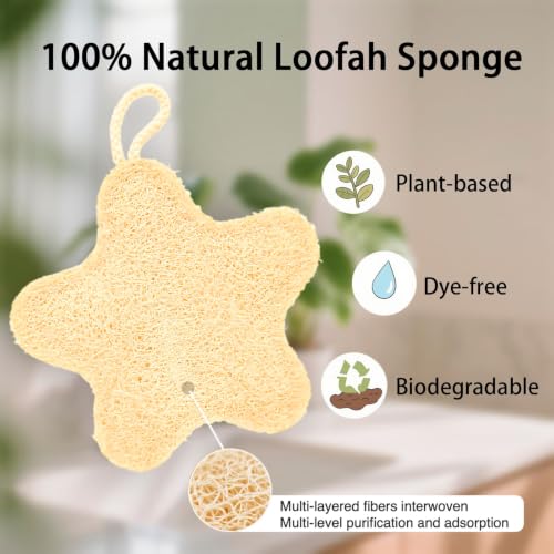 Natural Loofah Body Scrubber 3-Pack Eco-Friendly Exfoliating Shower Sponge