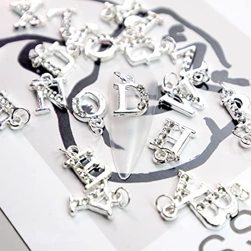 Vezocim Silver Letter Nail Art Decorations 26 A-Z Alloy Alphabet Rivets