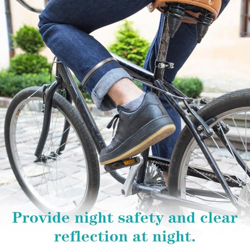 4Pcs High Reflective Cycling Trousers Clips, Safety Bicycle Elastic Ankle Cuffs Bands, Outdoor Recreation Cycling Trouser Clip Pant Leg Cuff Clip Reflective Gear for Riding Fishing Outdoor