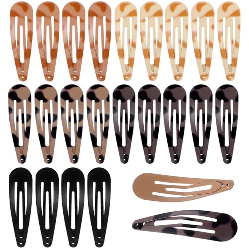 Bremorou 20 Pcs Metal Snap Hair Clips No-Slip Waterdrop Barrettes