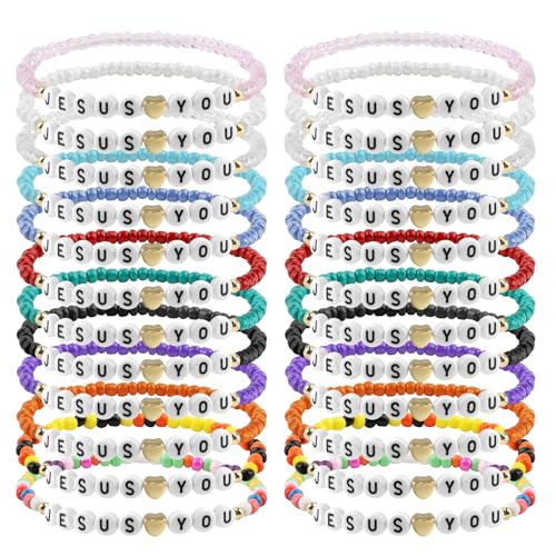 Jesus Loves You Bracelets - 24PCS Art of Prayer Christian Jewelry