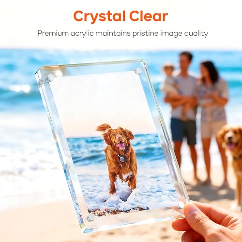 2 Pack Magnetic Acrylic Picture Frames 2.4x3.5 for Desk & Fridge