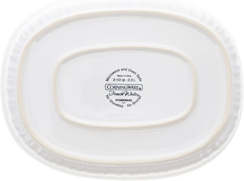 CorningWare Oval Casserole Dish - 2.5qt French White with Fluted Glass Lid | Durable & Stylish