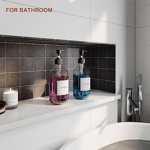 Amber Soap Dispenser Set - 16 Oz Plastic Pump Bottles (2 Pack)