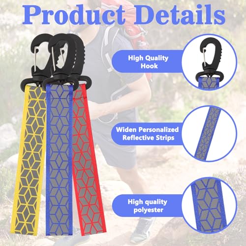 6Pcs Reflective Backpack Tags Reflective Keychain Backpack Reflector Straps reflective backpack pendants Reflective Gear for Backpack Clothes Wheelchair Cycling Walking Running