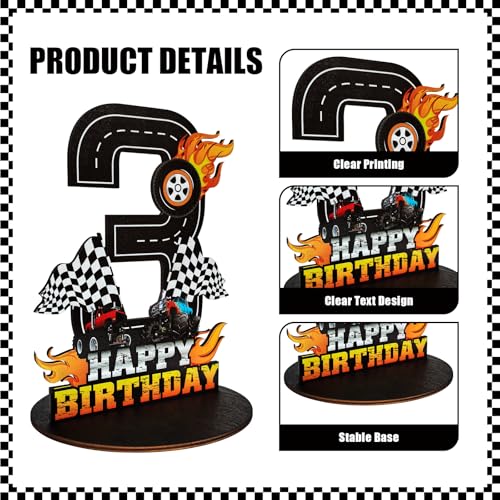 Truck 3rd Birthday Number Sign - Wooden Table Centerpiece Decoration