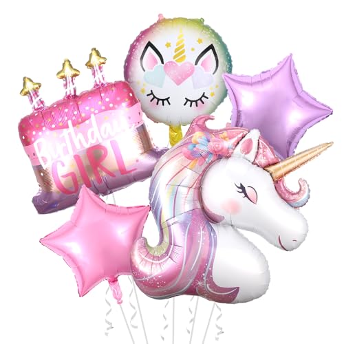 Pink Purple Unicorn Balloon Set - 5pcs Unicorn Party Decorations for Birthday