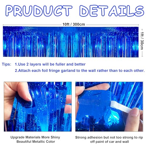 Glitter Royal Blue Fringe Garland - 2 Pack 10ft Party Decoration