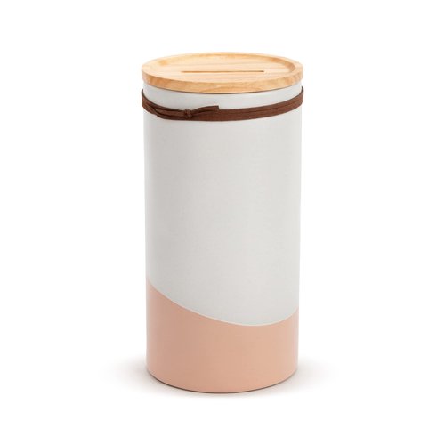 DEMDACO Love Is Patient Pale Pink Heart 8.5 x 4 Ceramic and Wood Inspirational Jar with Cards