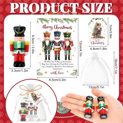 Nutcracker Christmas Candle Set - 24 Bulk Wax Candles with Blessing Cards - Variation 97