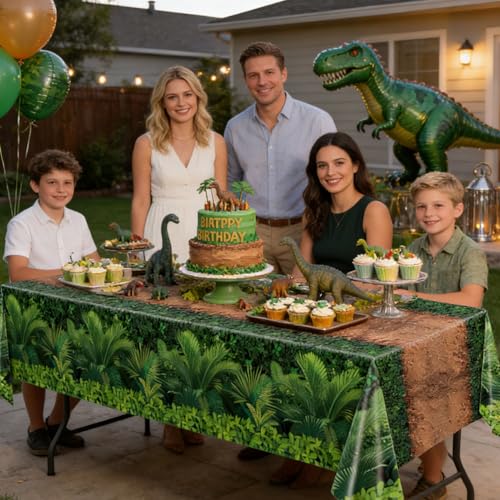 Dinosaur Tablecloths - Pack of 3, 54 x 108 Inches for Parties