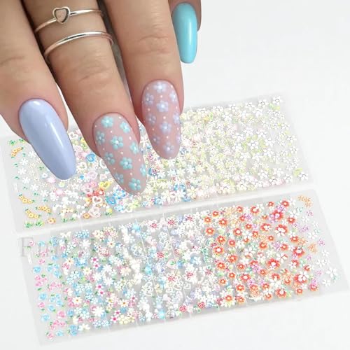 30 Sheets 5D Embossed Floral Nail Stickers Self-Adhesive Flower Decals