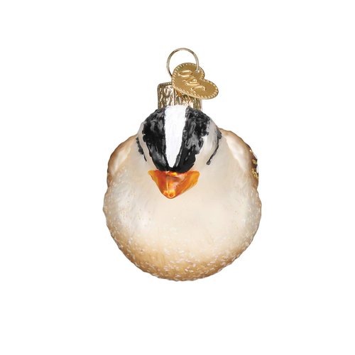 Old World Christmas White-Crowned Sparrow Glass Blown Ornament for Christmas Tree, Handcrafted Holiday Decoration, Bird Watcher Collection