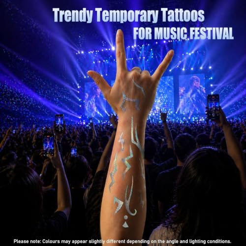 Kpop Demon Mark Fake Tattoos - 50PCS Holographic Korean Dark Symbol Temporary Tattoos for Cosplay & Halloween