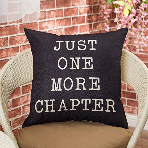 Just One More Chapter Motivational Pillow Cover 18x18 Cotton Linen
