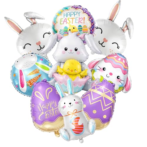 9-Piece Easter Balloon Kit with Bunny Decorations for Parties