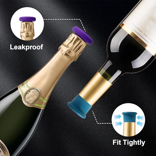 8-Pack MultiColor Silicone Wine Stoppers - Reusable Airtight Bottle Corks