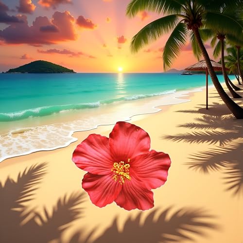 Red Hawaiian Flower Hair Clip Tropical Bohemian Hair Accessory