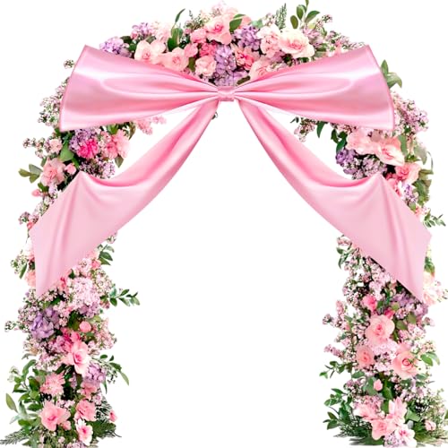 Large Pink Satin Bow Decor - 98.4 x 70.9 Inches for Parties