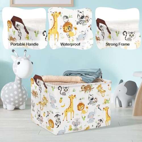 Clastyle Collapsible Jungle Animal Storage Basket for Kids