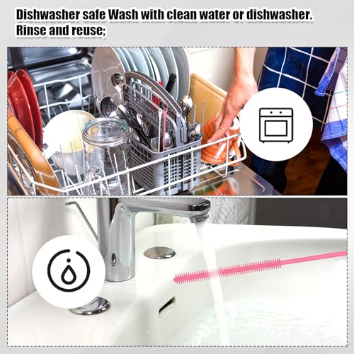PEUTIER Silicone Straw Brush, 9.45-Inch Bendable Cleaner for Reusable Straws