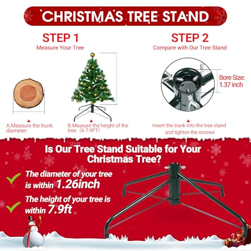24-Inch Christmas Tree Stand - Foldable Metal Base for 3-7.5 FT Artificial Trees, Green, Dark Green Variation