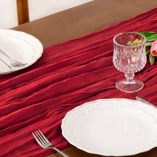 Red Cheesecloth Table Runner 6 Pack Fall Boho Christmas Rustic Decor