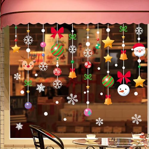 Christmas Window Clings Double Sided Snowflake Elk Stickers 4 Sheets