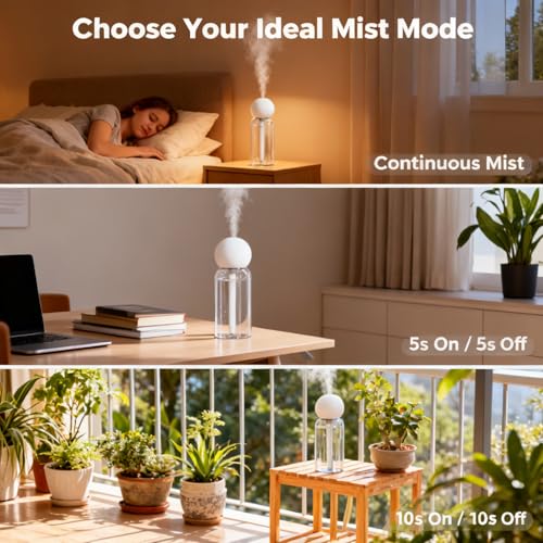 GloryAir 220ml Mini Portable Humidifier - Quiet Cool Mist for Desk & Travel