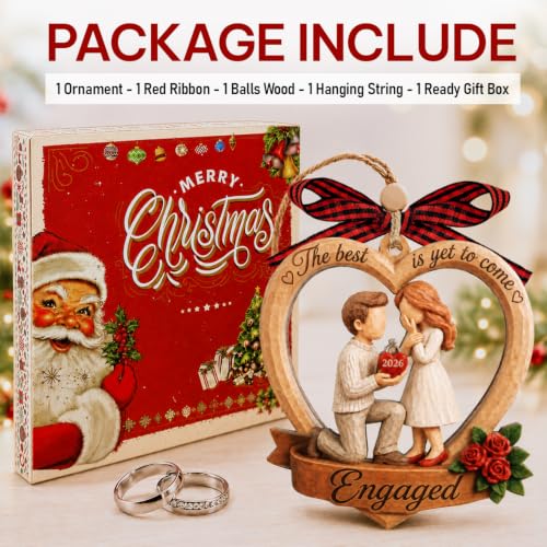 Engaged Ornament 2026 - Heart-Shaped Wooden Keepsake for Couples