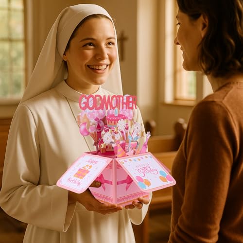 Happy Birthday Godmother Pop Up Card - 3D Greeting Card Gift