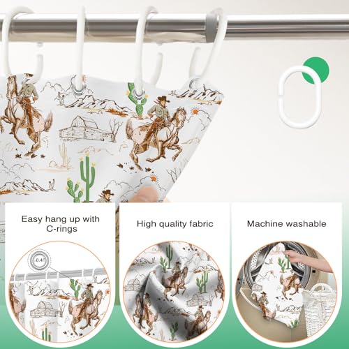 Lindameler Vintage Western Shower Curtain - Waterproof Cactus Design, 72x72 Inch