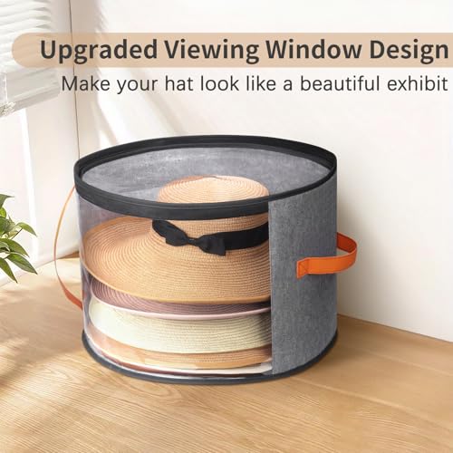 kushon Grey Oversized Clear Hat Storage Box for 6-9 Hats