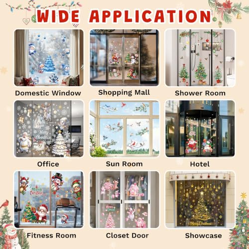 Christmas Window Clings - Cat Theme Double-Sided Holiday Decor, 9 Sheets - Black Cat Variation