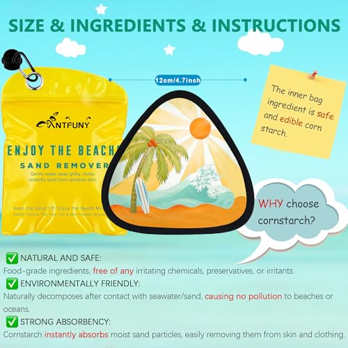 Antfuny Sunlight Yellow Triangle Sand Remover for Beach Cleaning, Travel & Family Use
