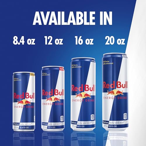 Red Bull Energy Drink, 20 fl oz - Pack of 12 Cans with Caffeine & B-Vitamins