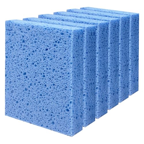 Blue Biodegradable Kitchen Sponges 6 Pack Large Size Eco-Friendly Dish Scrubbers