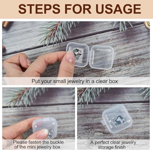 60PCS Mini Clear Plastic Jewelry Box Earring Storage Container NEETUE