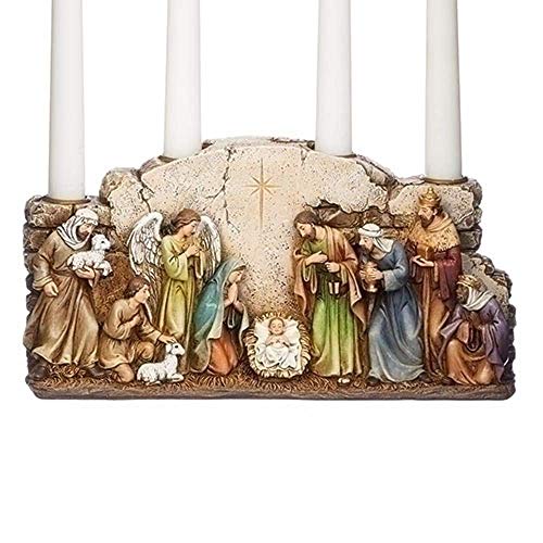 Nativity Scene Advent Candle Holder for Christmas Tabletop Decor