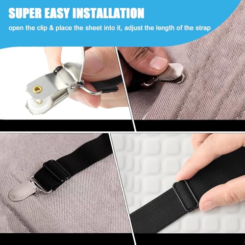 OPPKEPT Adjustable Bed Sheet Holder Straps - 6-Sided Triangle Fasteners