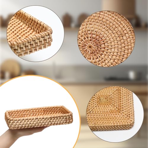8-Inch Handwoven Rattan Tray for Keys and Jewelry Storage