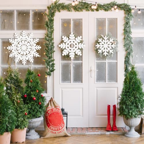 White Large Wooden Snowflake Ornament Sign Christmas Decorations 3 Pack