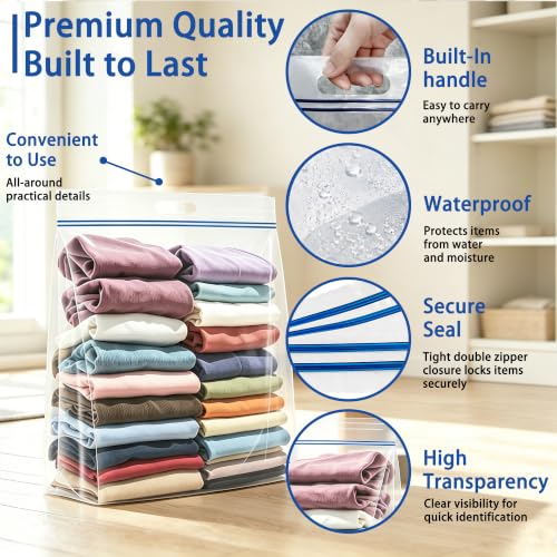 15 Gallon Extra Large Storage Bags with Handles - 5 Pack