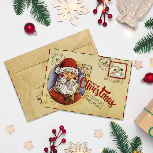 Vintage Santa Claus Christmas Greeting Cards Set - 5 Pack
