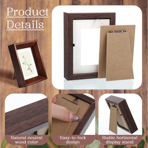 Eldraqth 2x3 Picture Frame, Rustic Walnut Wood Mini Photo Frame for Tabletop